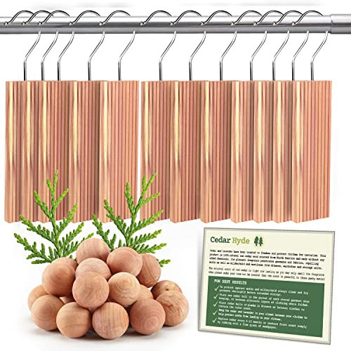 Cedar Hyde Cedar Blocks for Clothes Storage | Cedar Hang Ups & Cedar Balls | Dresser Drawer Freshener Odor Eliminator | 22 Pieces, 12 Cedar Hang Ups & Bonus 10 Cedar Balls | U.S.A Seller | Amazon (US)
