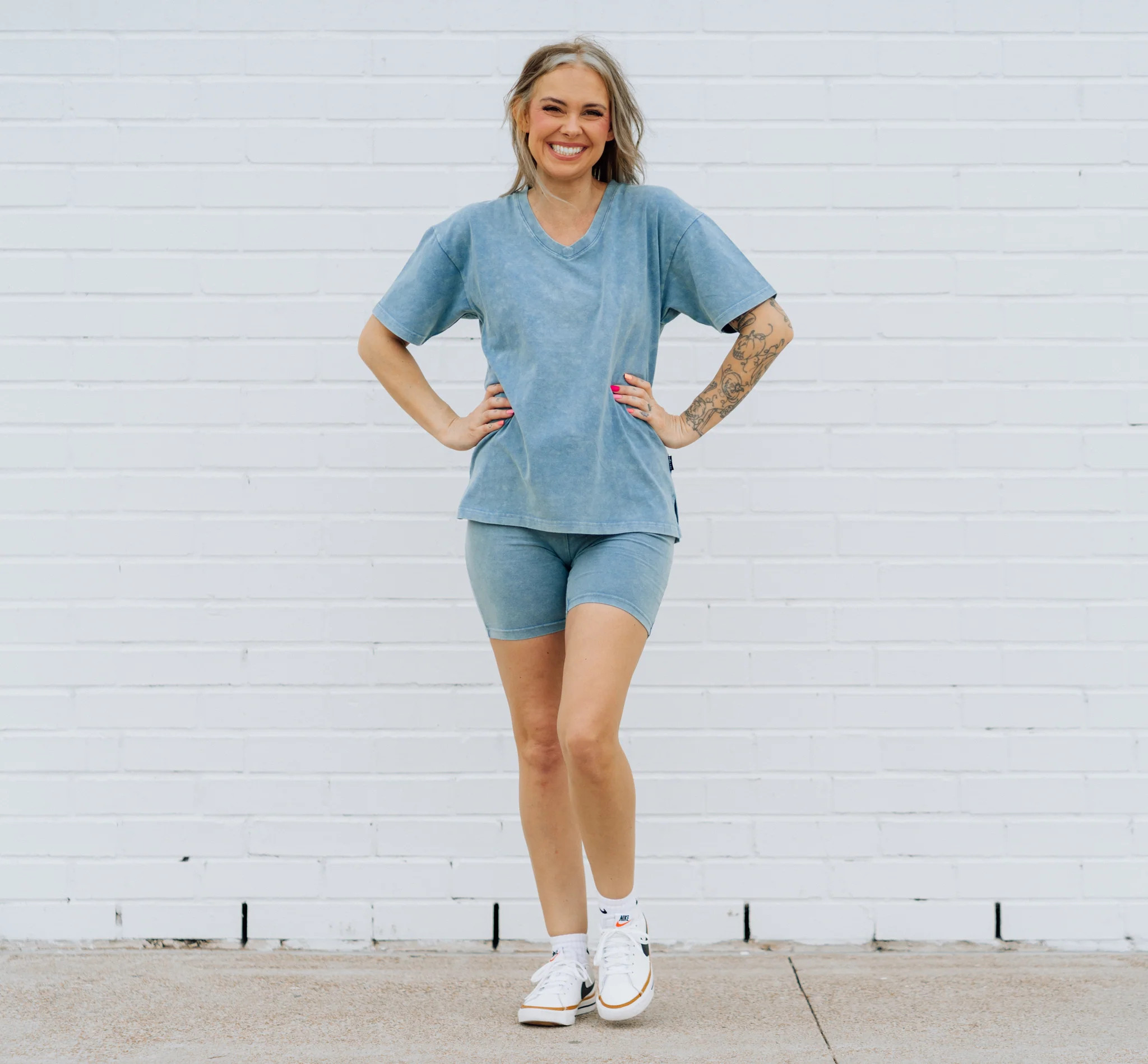 WOMANS BIKER SHORT SET- Arctic Snow Wash | millie + roo