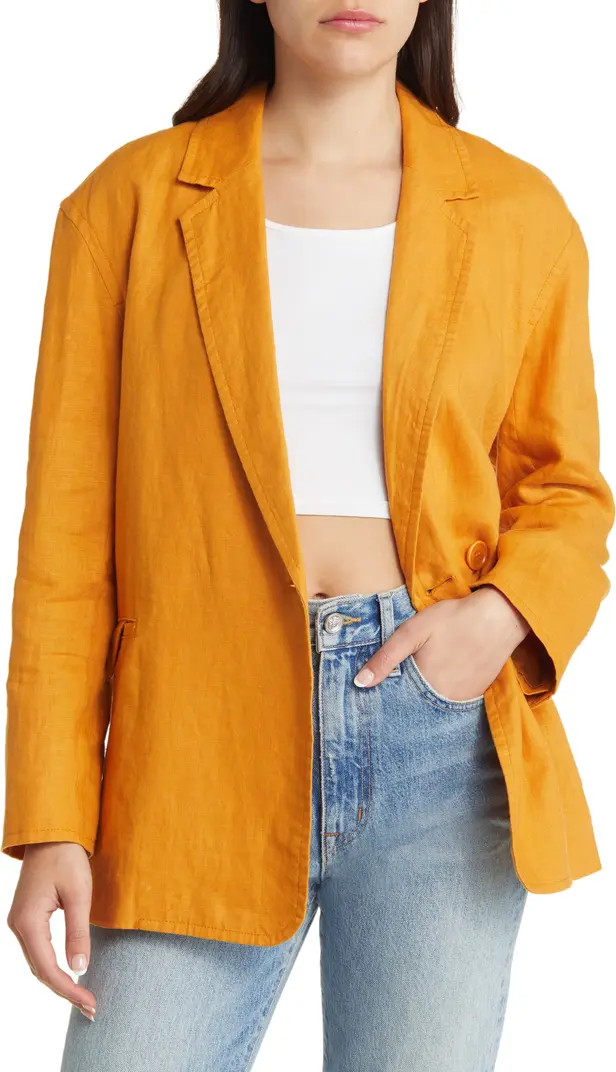 Double Breasted Crossover Linen Blazer | Nordstrom