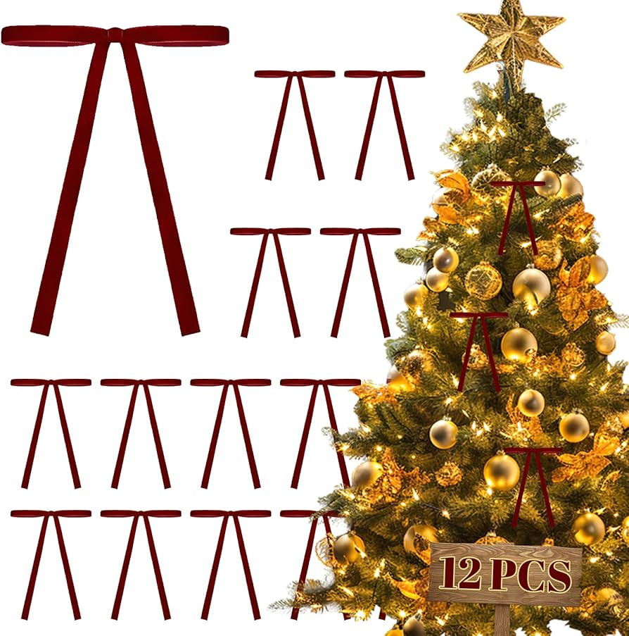 Christmas Bows Velvet Ribbon-Versatile Bow Decor for Vintage Christmas Decor&Indoor Christmas Dec... | Amazon (US)