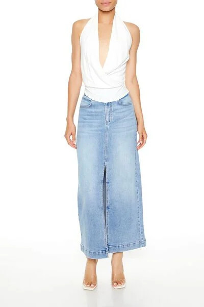 Denim Maxi Slit Skirt | Forever 21