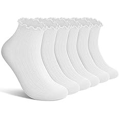wernies Ruffle Socks Womens 6 Pairs，Cute Ankle Lettuce Edge Frilly Crew Socks | Amazon (US)