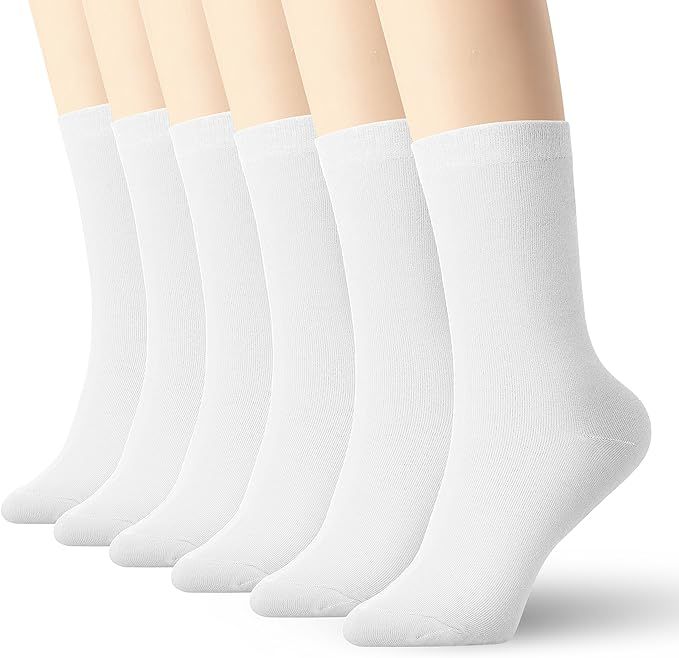 Womens White Thin Cotton Socks High Ankle 6 Pack : Amazon.ca: Clothing, Shoes & Accessories | Amazon (CA)