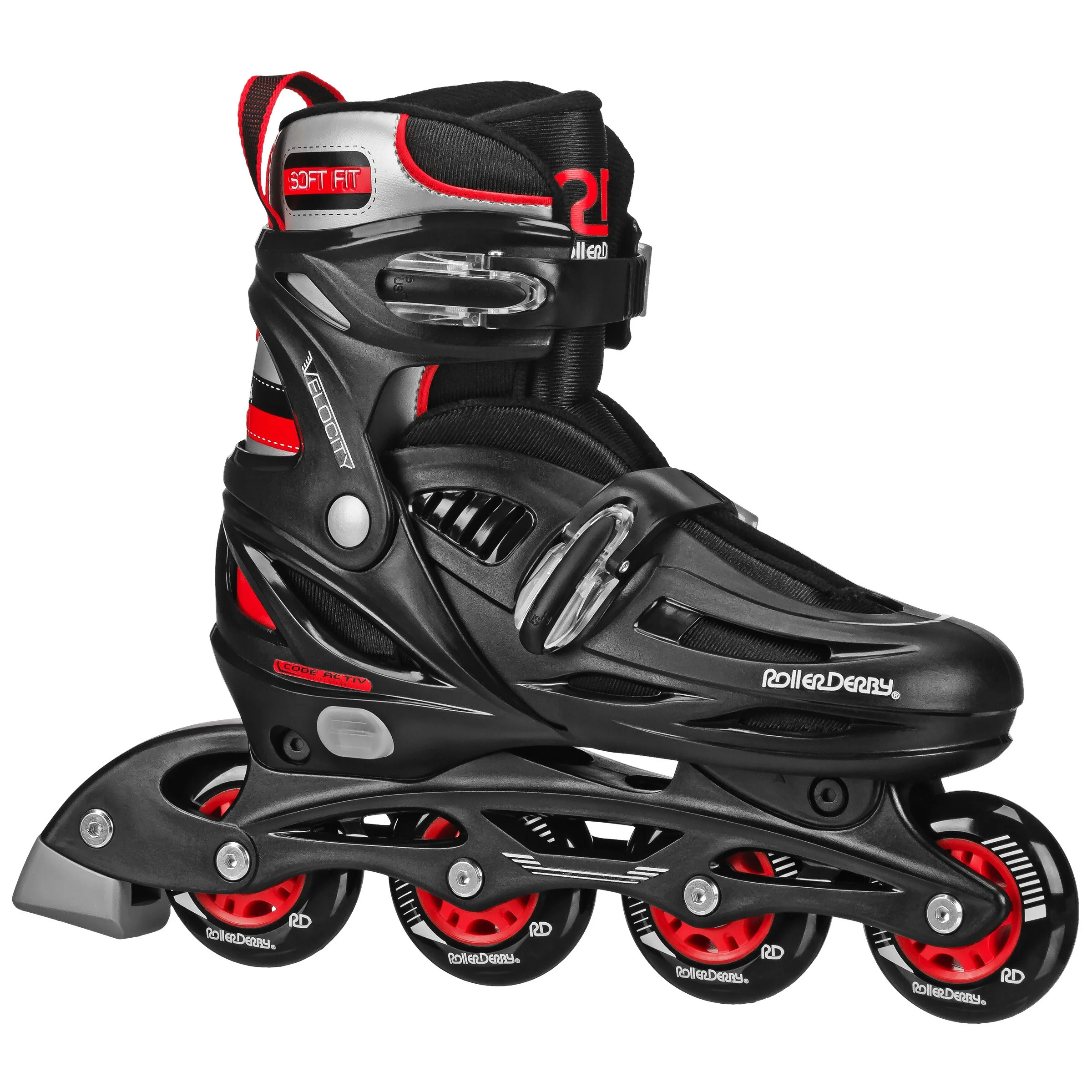 Roller Derby Adjustable Unisex Inline Skates, Black and Red, 7.5 lb | Walmart (US)