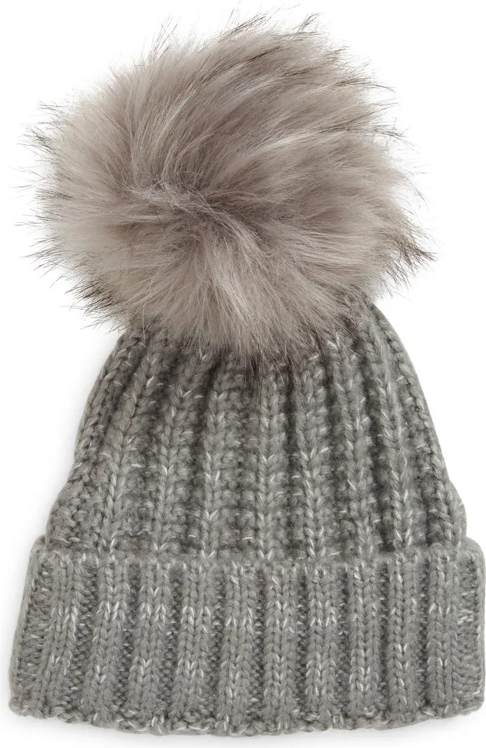 Kyi Kyi Chunky Wool Blend Beanie with Faux Fur Pom | Nordstrom | Nordstrom