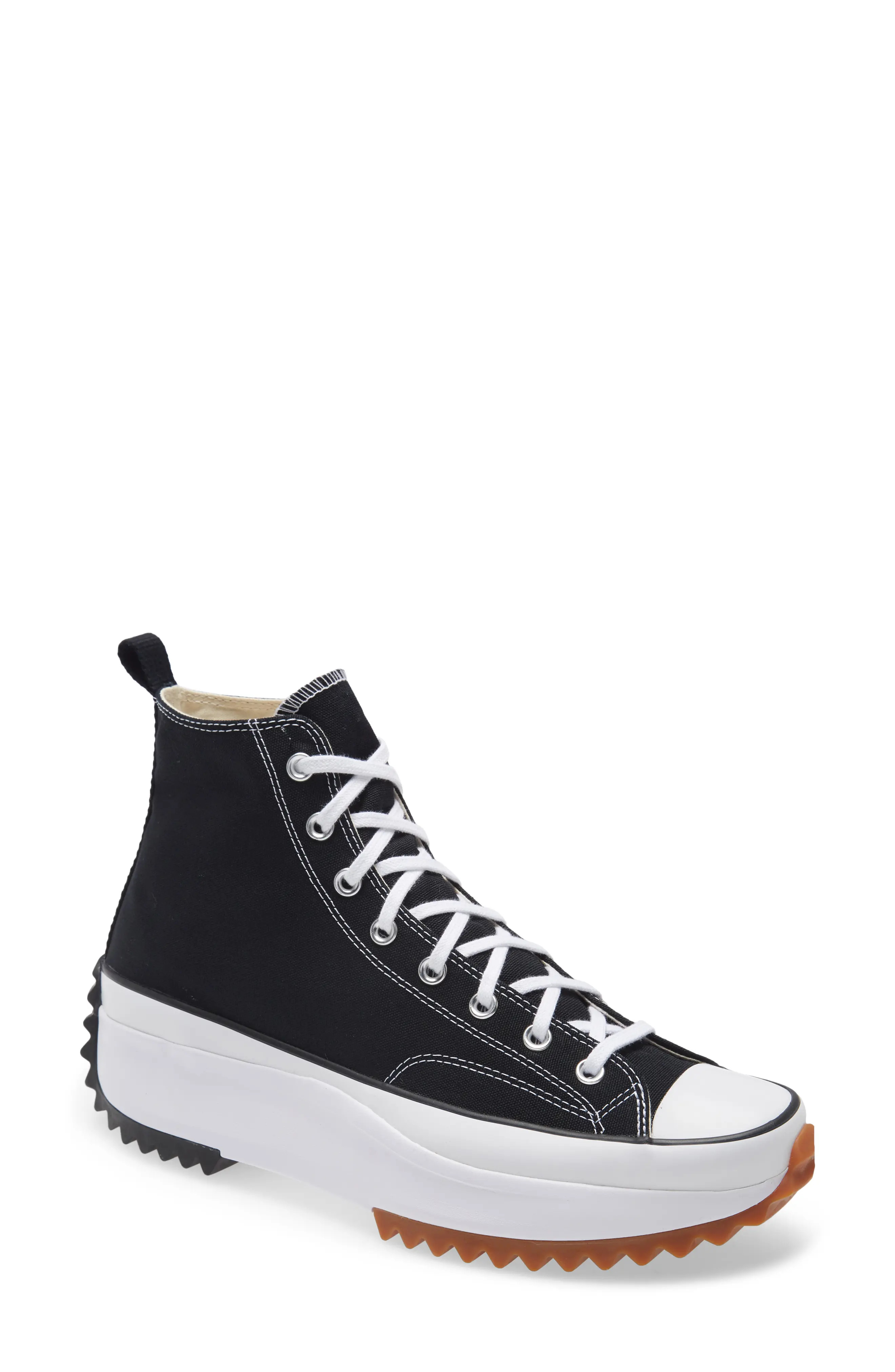 Converse Run Star Hike Hi Sneaker, Size 12 Women's in Black/White/Gum at Nordstrom | Nordstrom