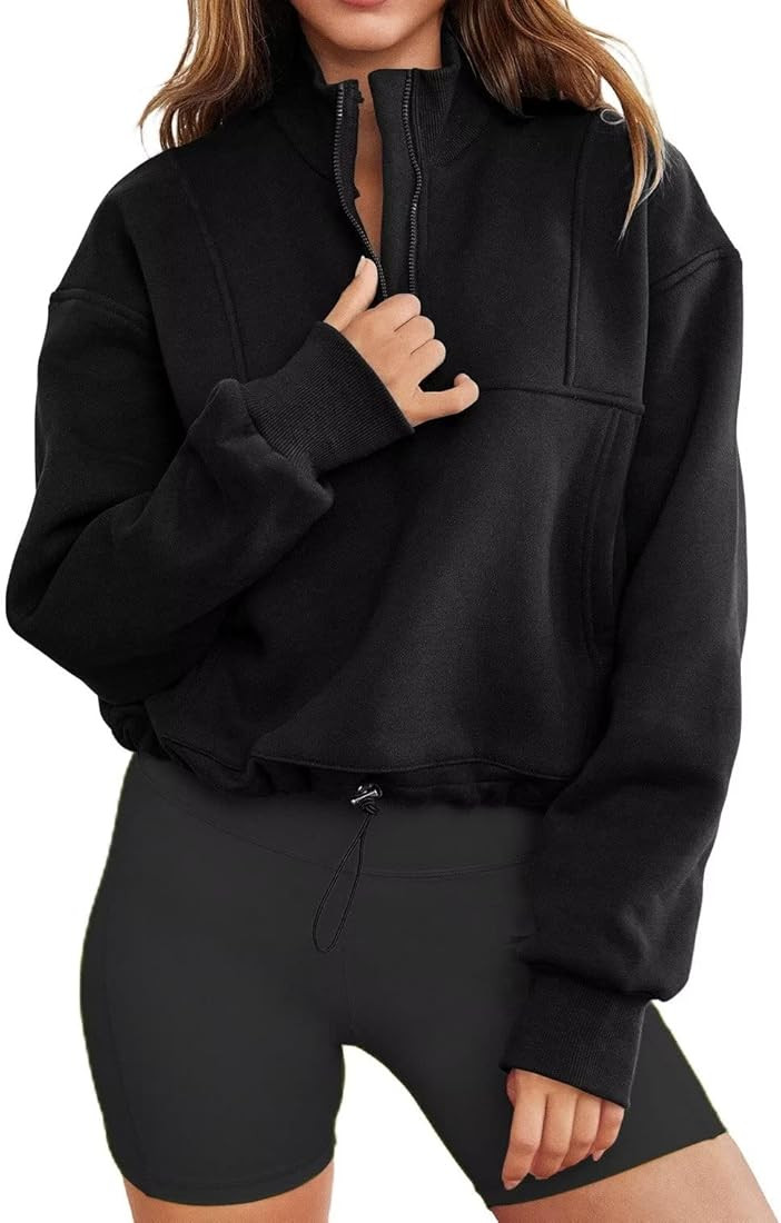 LEEDYA Womens Long Sleeve Half Zip Sweatshirts Oversized Fleece Lined Pullover Fall Fashion Outfi... | Amazon (US)