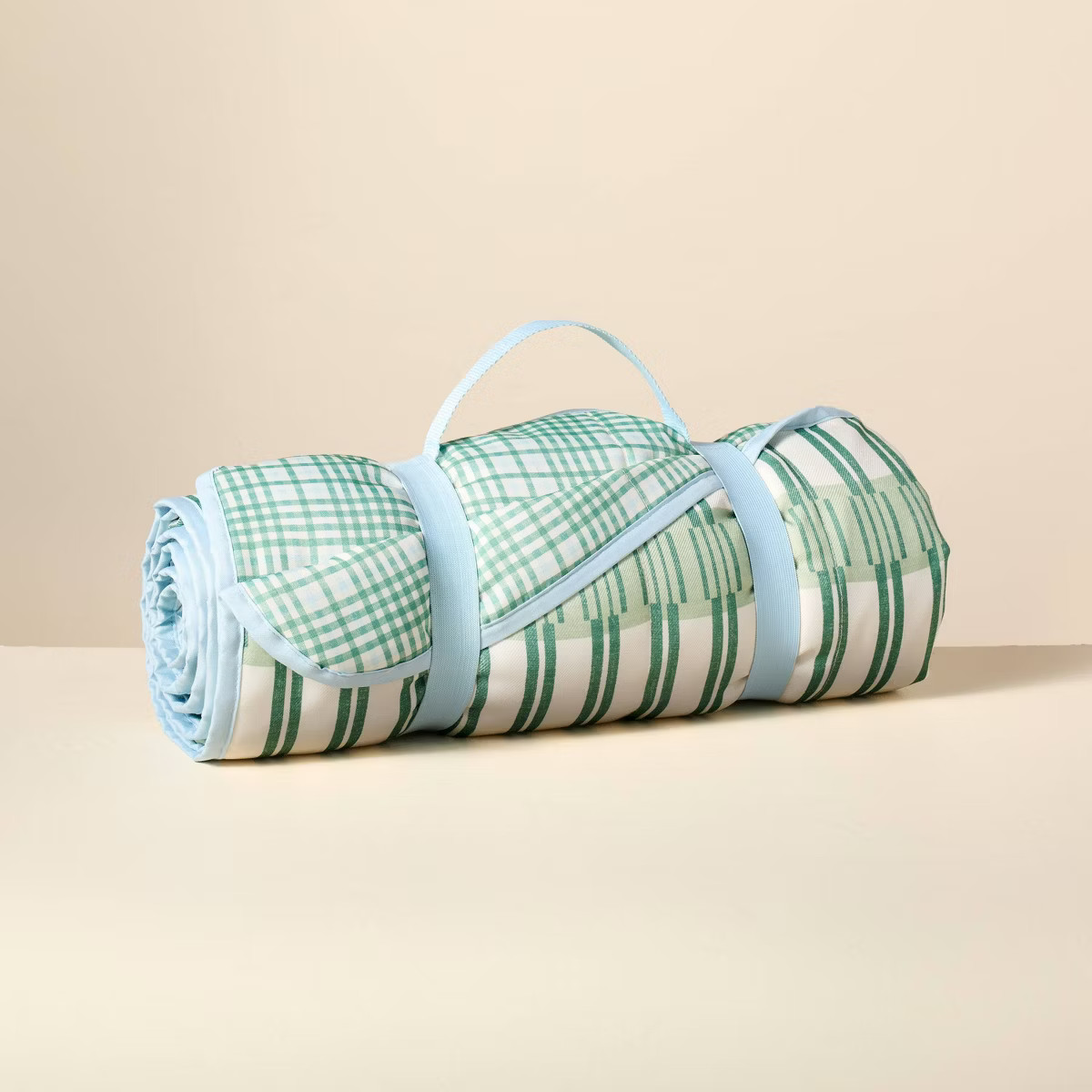 70"x70" Reversible Plaid Picnic Blanket Green/Blue/Cream - Hearth & Hand™ with Magnolia | Target