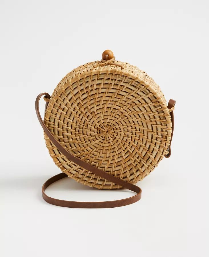 Round Straw Crossbody Bag | Ann Taylor Factory