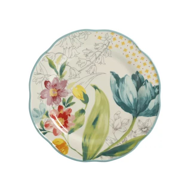 The Pioneer Woman Blooming Bouquet Blue Ceramic 8.75-inch Salad Plate | Walmart (US)