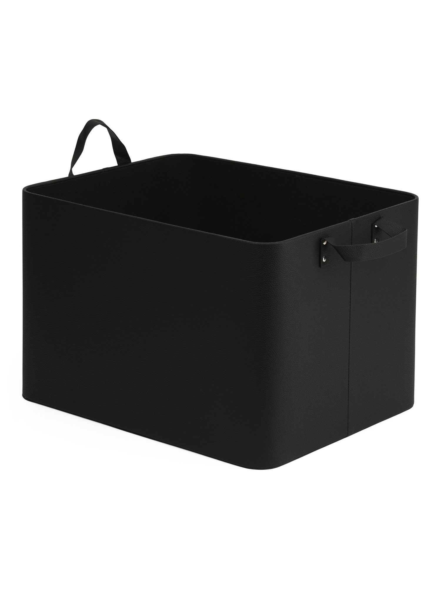 19x13 Faux Leather Extra Large Black Storage Bin With Handles | TJ Maxx