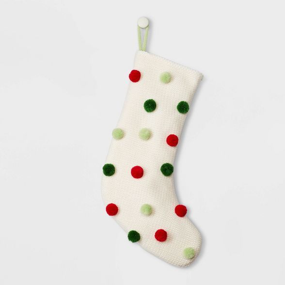 Puckered Pompom Christmas Stocking Ivory - Wondershop™ | Target