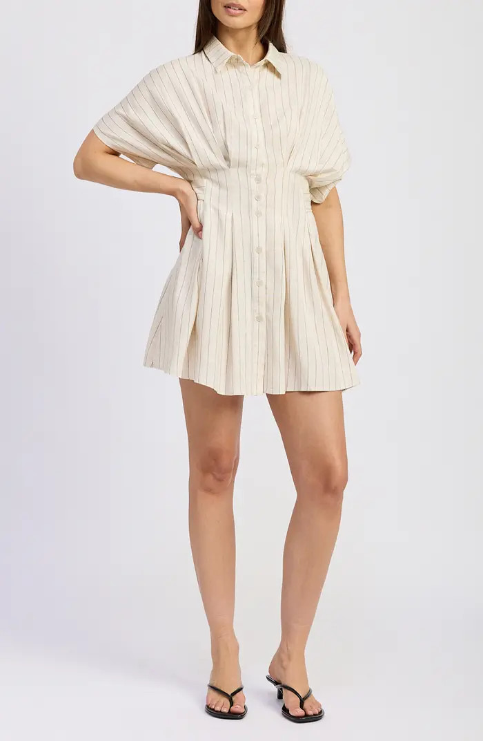 En Saison Cameron Pleated Mini Shirtdress | Nordstrom | Nordstrom
