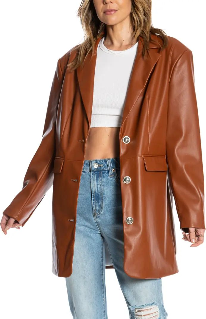 Oversize Faux Leather Trench Coat | Nordstrom Rack