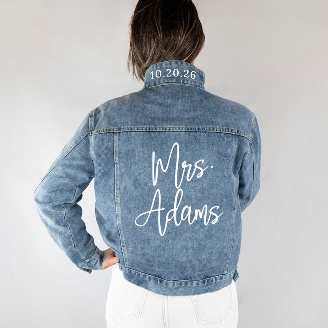 Bridal Denim Jackets, Custom Mrs Denim Jackets, Personalized Jean Jacket for Bride, Bachelorette ... | Etsy (US)