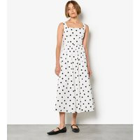 Women's White Polka Dot Print Midi Dress Apricot New Look | New Look (UK)