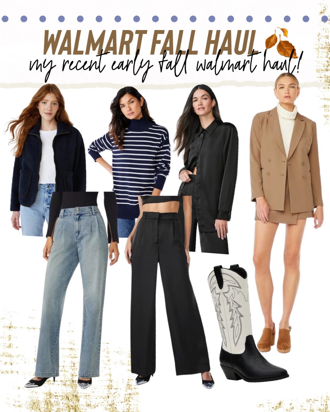 Walmart fall haul! I sized up one to a small in all the tops/ jackets.
Satin pants  I got my normal XS & def could have done a S. They are littttle tight. 
Denim is true to size! #walmartpartner

#LTKsalealert #LTKunder50 #LTKunder100