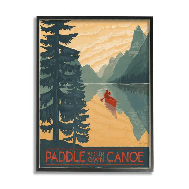 " Paddle Your Own Canoe Phrase Mountain Lake Adventure " by Janelle Penner on Canvas | Wayfair North America