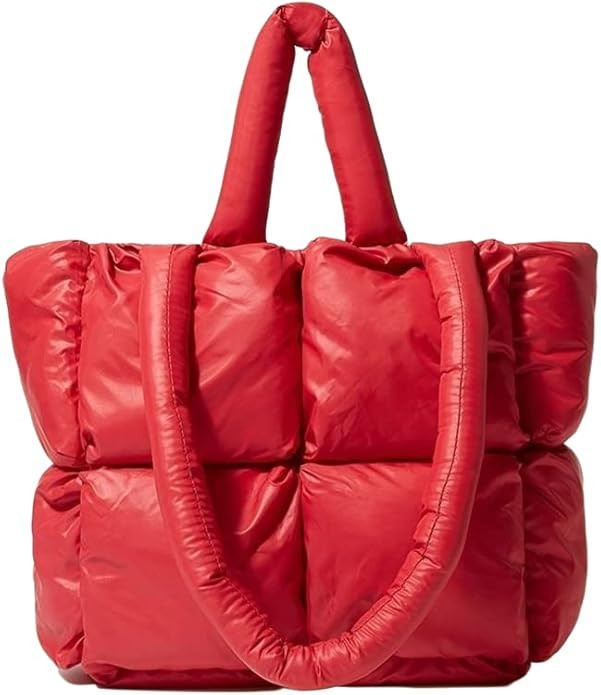 Puffer Tote Bag, Trendy Luxury Chic Quilted Large Padded Designer Handbags for Women Cotton Winte... | Amazon (US)