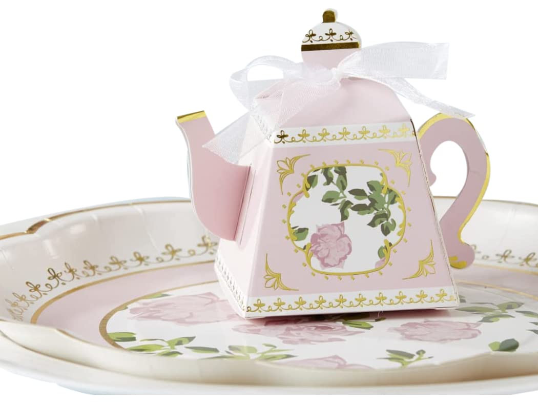 Kate Aspen, Tea Time Whimsy Collection, Teapot Tea Party Favor Box (Set of 24), One Size, Pink & ... | Amazon (US)