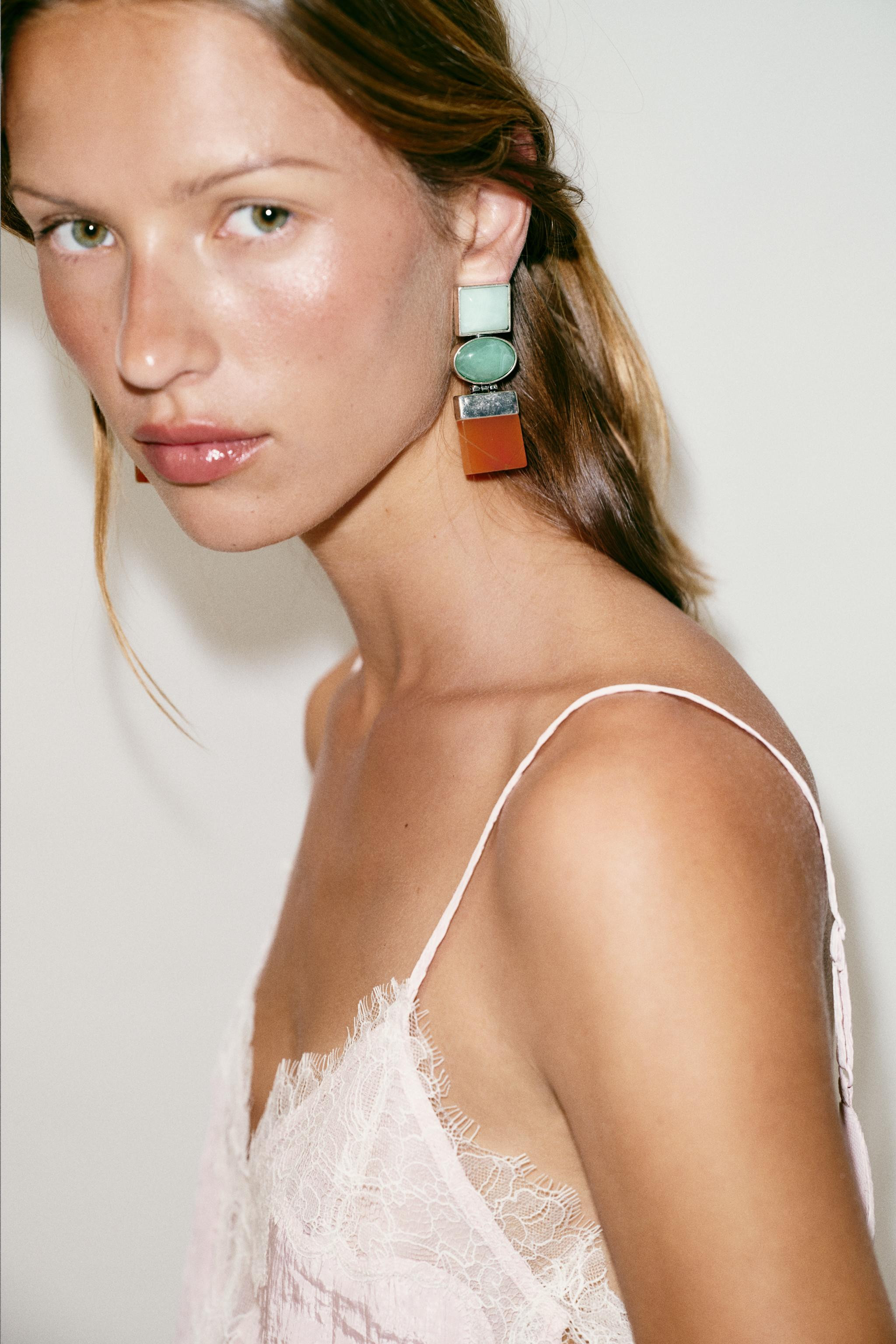 TRIPLE GEOMETRIC EARRINGS | Zara US