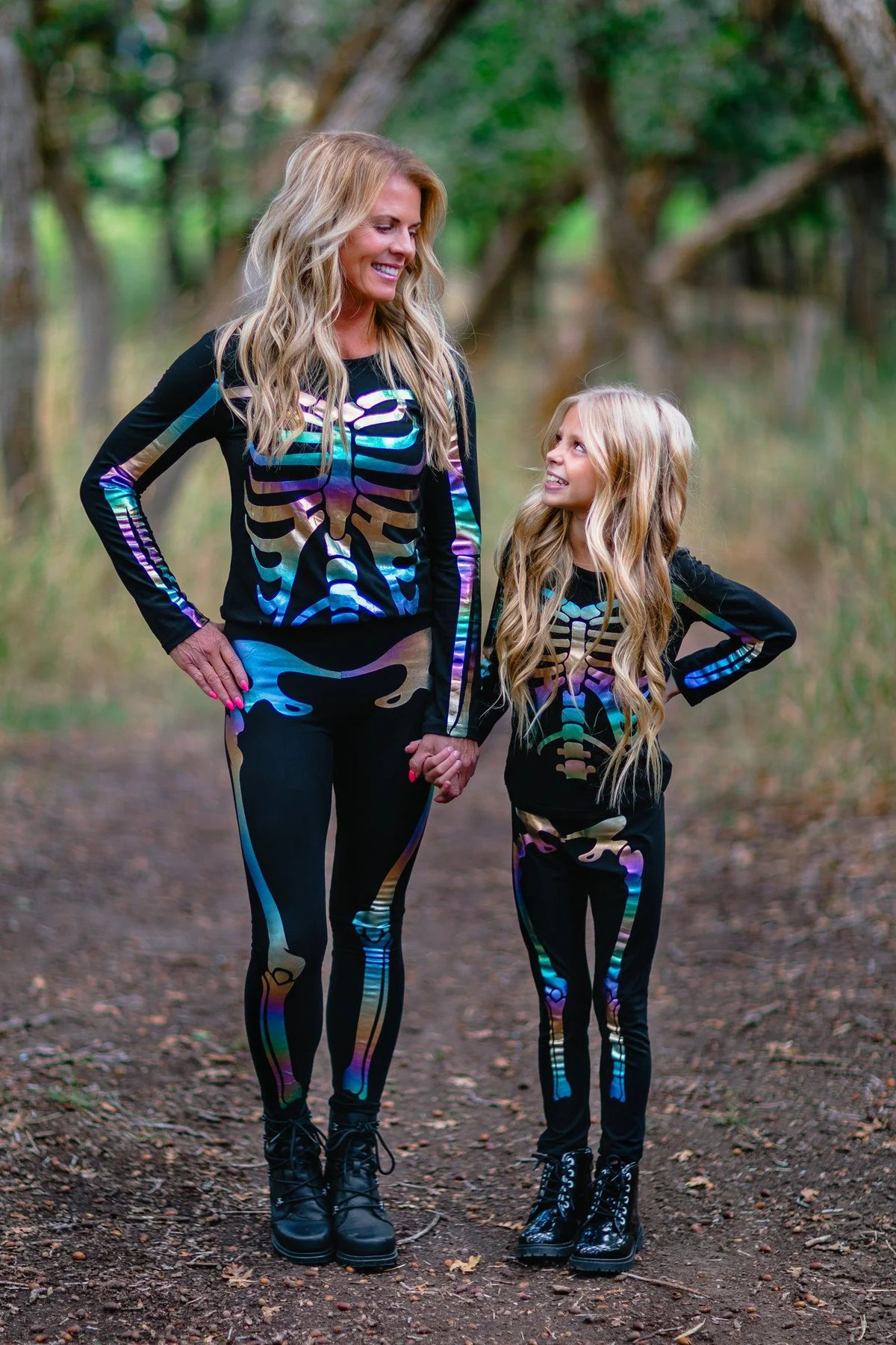 Mom & Me - Holographic Skeleton Costume Set | Sparkle In Pink