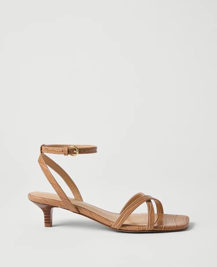Croco Crossover Heel Sandal | Ann Taylor