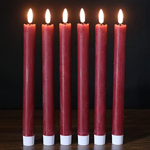 Amazon.com: Wondise Burgundy Flameless Taper Candles with Timer, 6 Pack Battery Operated LED Flic... | Amazon (US)