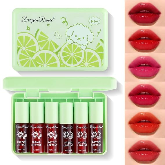 6-Color Korean Velvet Lip Tint Set - Waterproof, Vivid Color, Long Lasting Lip Gloss & Cheek Stai... | Amazon (US)