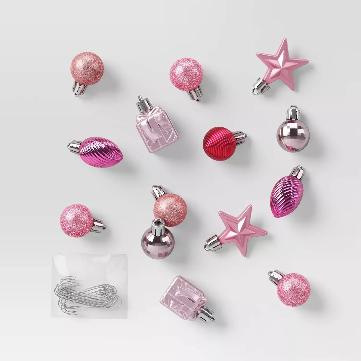 25ct Assorted Shatter-Resistant Christmas Tree Ornament Set Pink - Wondershop™ | Target