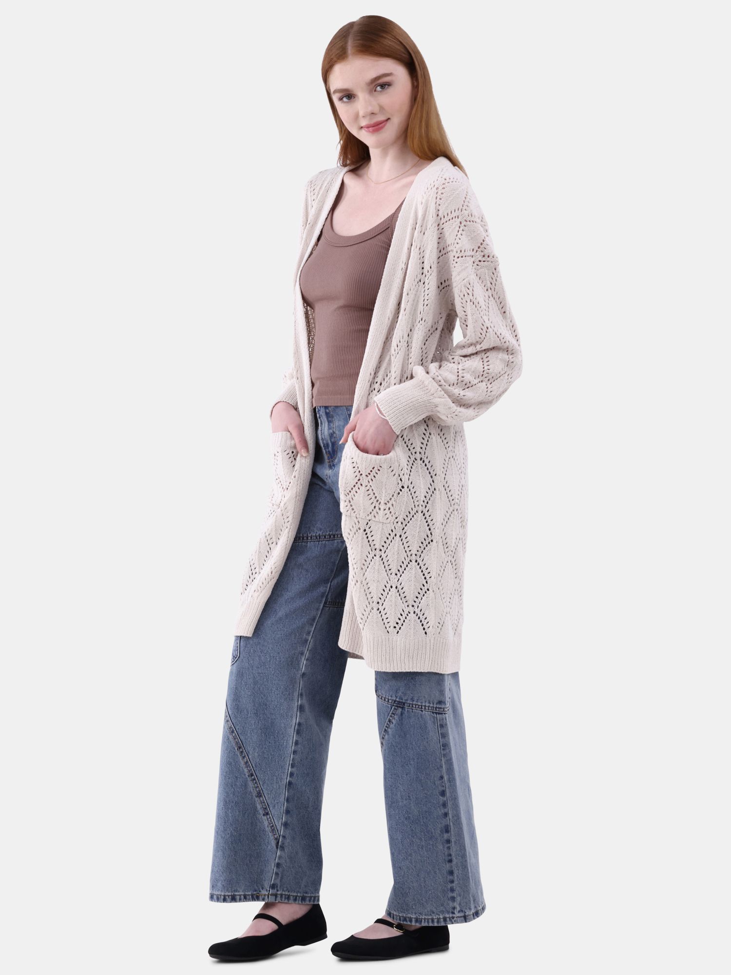 No Boundaries Pointelle Duster Cardigan, Women's and women's Plus Size XXS-2XL | Walmart (US)