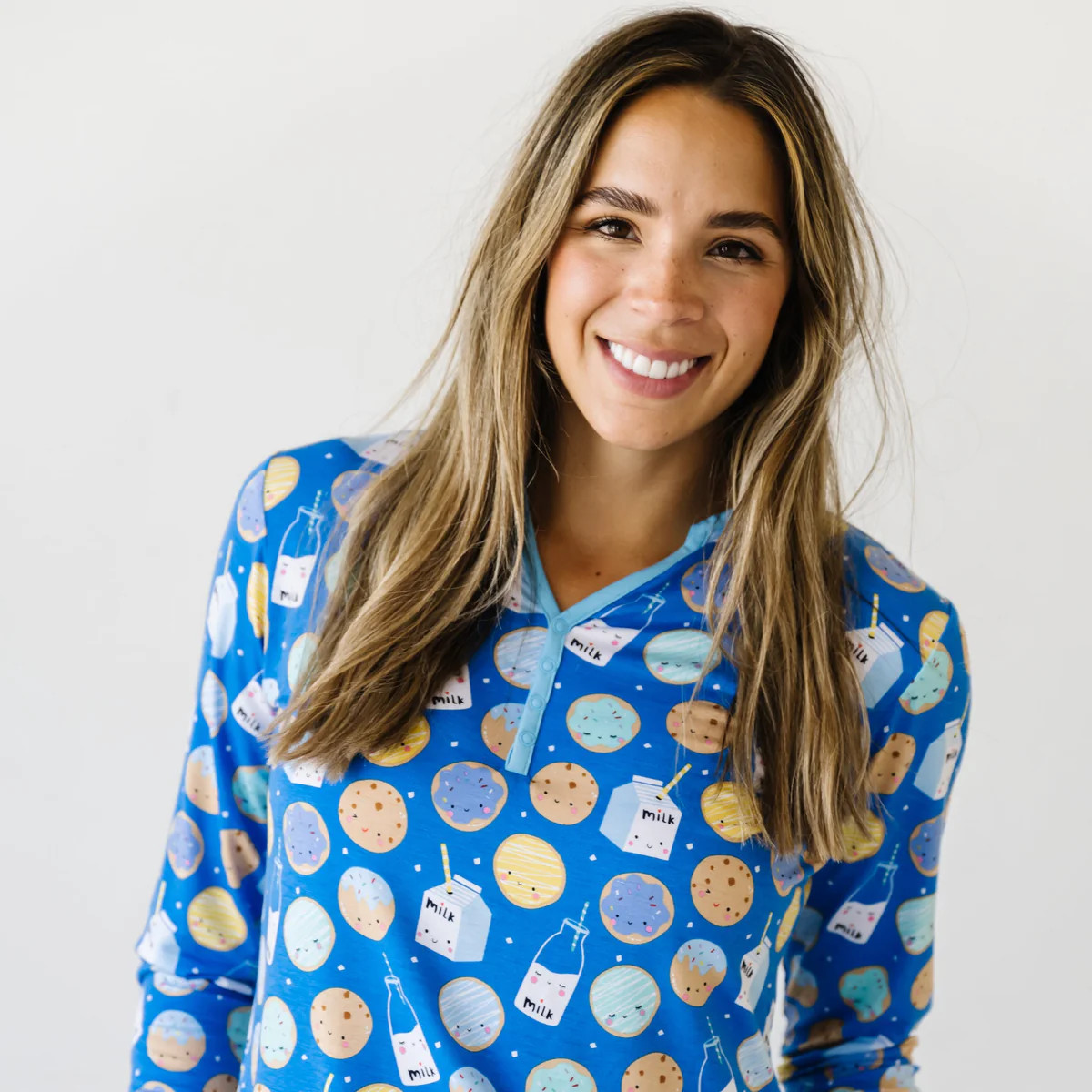 Blue Cookies & Milk Women's Pajama Top | Little Sleepies