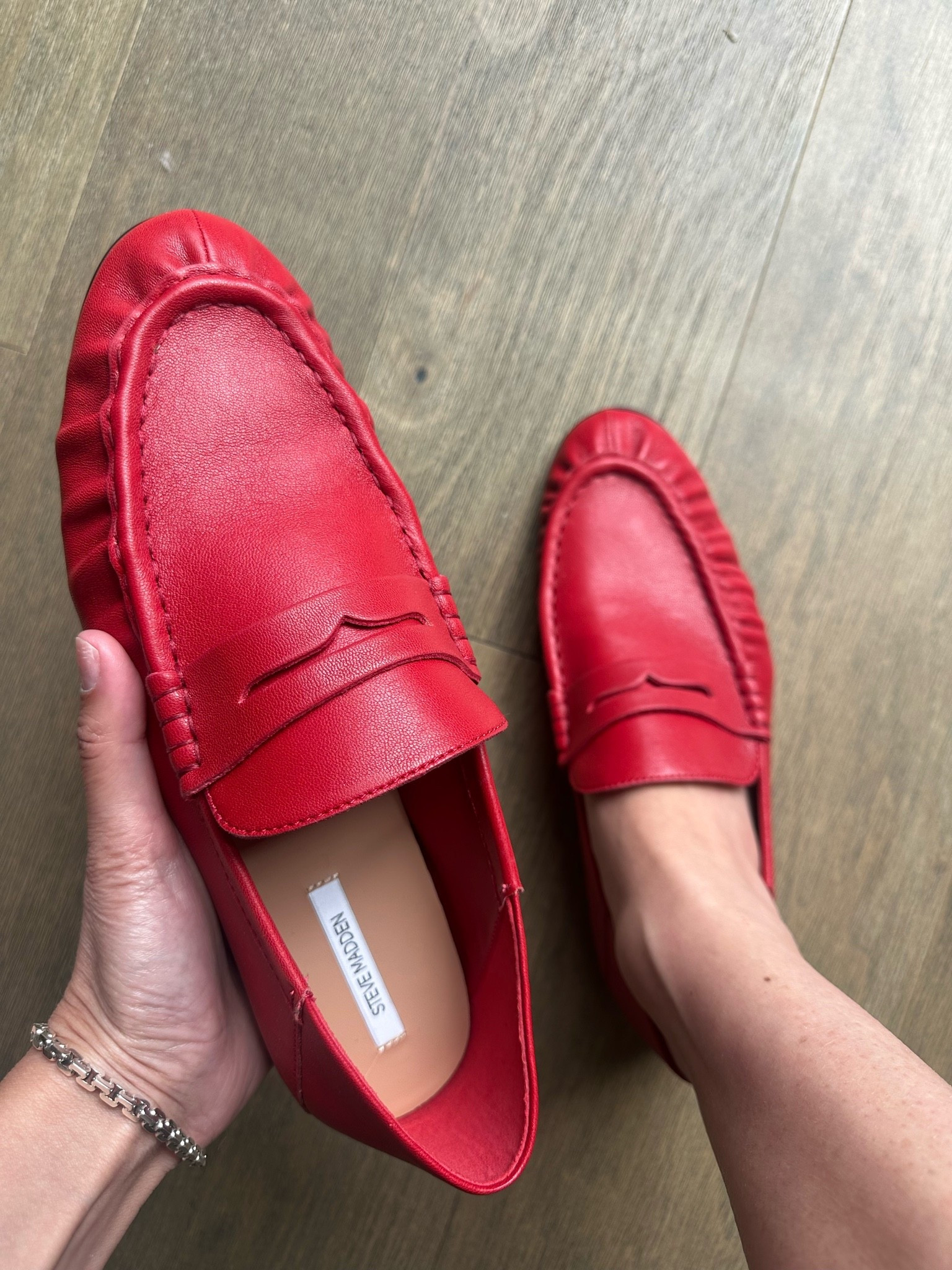 Steve Madden “Roger” Loafer. So comfortable, leather, and come in a lot of colors. Use code SUNNY for 30% off for MDW! Sized up half to a 10.