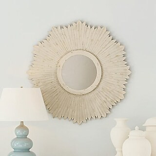 SK Wood Sunburst Mirror with Whitewash Finish & Handcrafted Hardwood Rays | Ballard Designs, Inc.