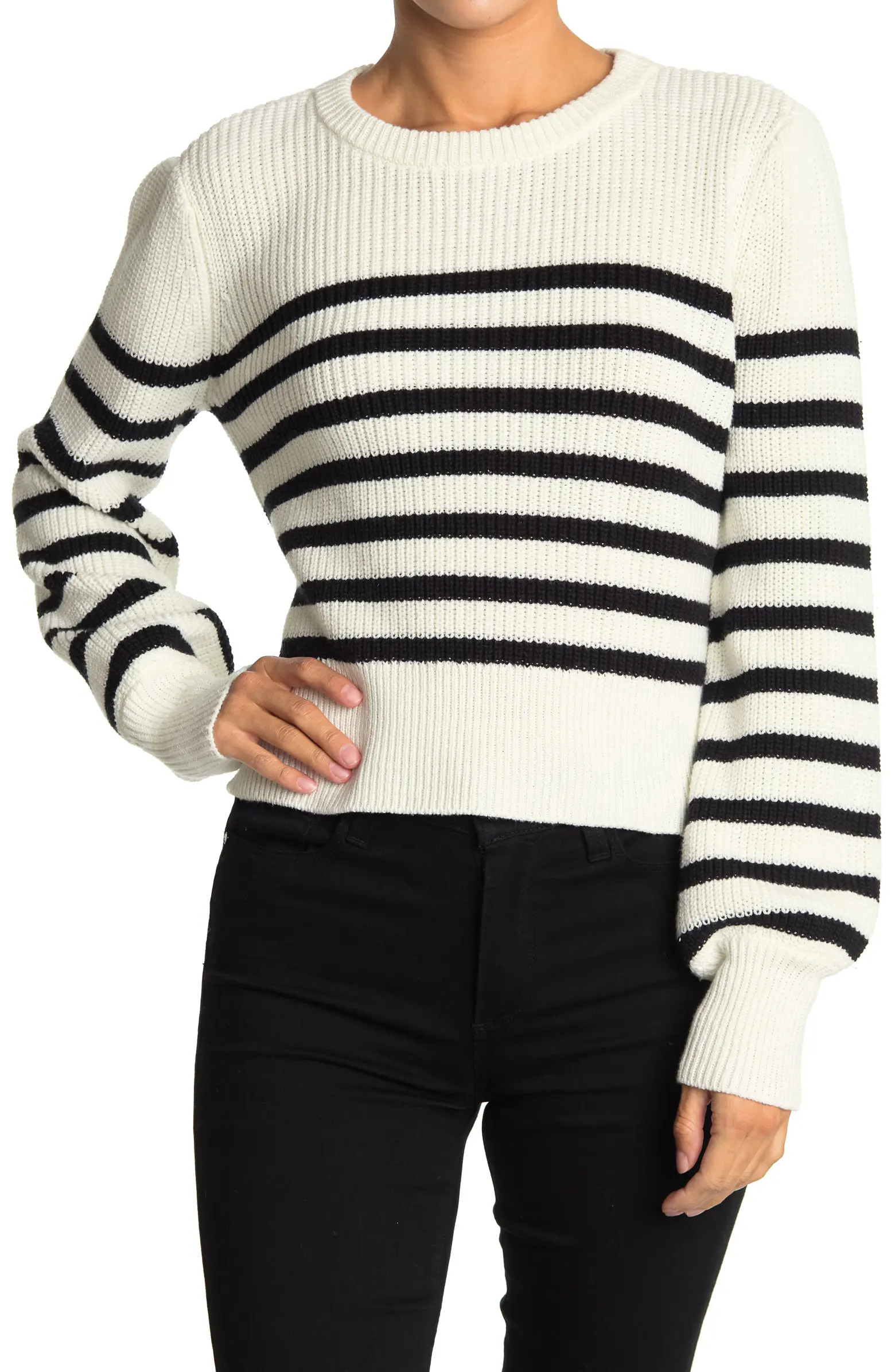 LULUS Come On By Ivory And Black Stripe Sweater | Nordstromrack | Nordstrom Rack
