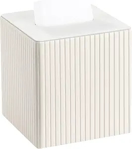 KINGFOM Square Pu Leather Tissue Box Cover, Modern Facial Tissue Holder, Roll Tissues Paper Case ... | Amazon (US)