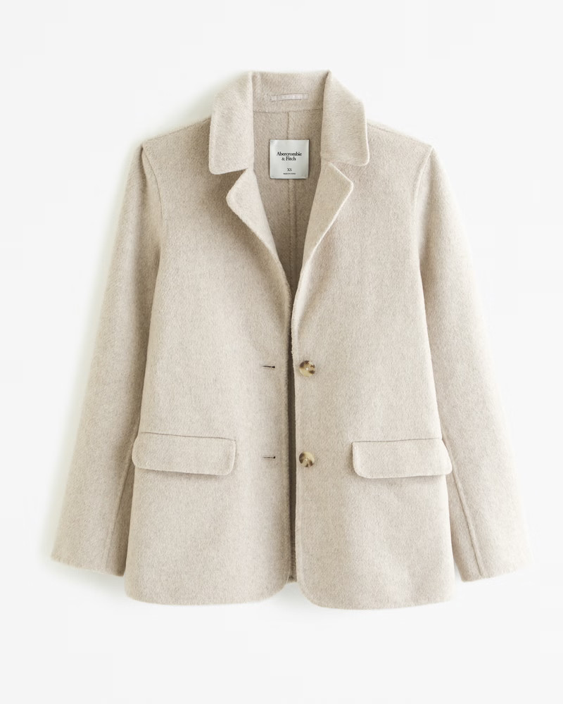 Double-Cloth Wool-Blend Blazer Coat | Abercrombie & Fitch (US)