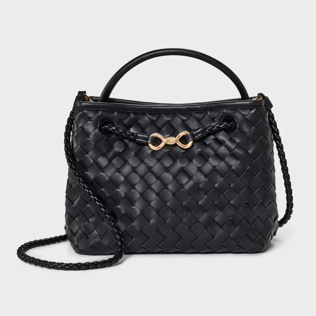 Check Woven Satchel Handbag - A New Day™ Black | Target