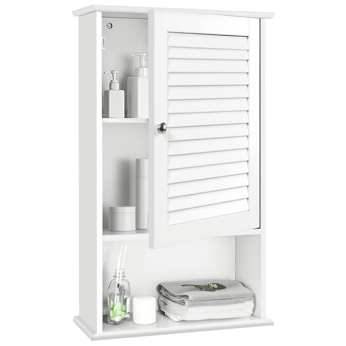 Costway Wall Cabinet Hanging Bathroom Storage Cabinet 27.5'' Height Adjustable | Target