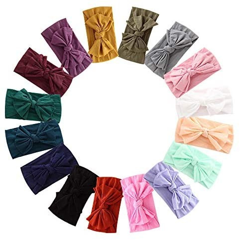 16PCS Baby Nylon Headbands Hairbands Hair Bow Elastics for Baby Girls Newborn Infant Toddlers Kid... | Amazon (US)