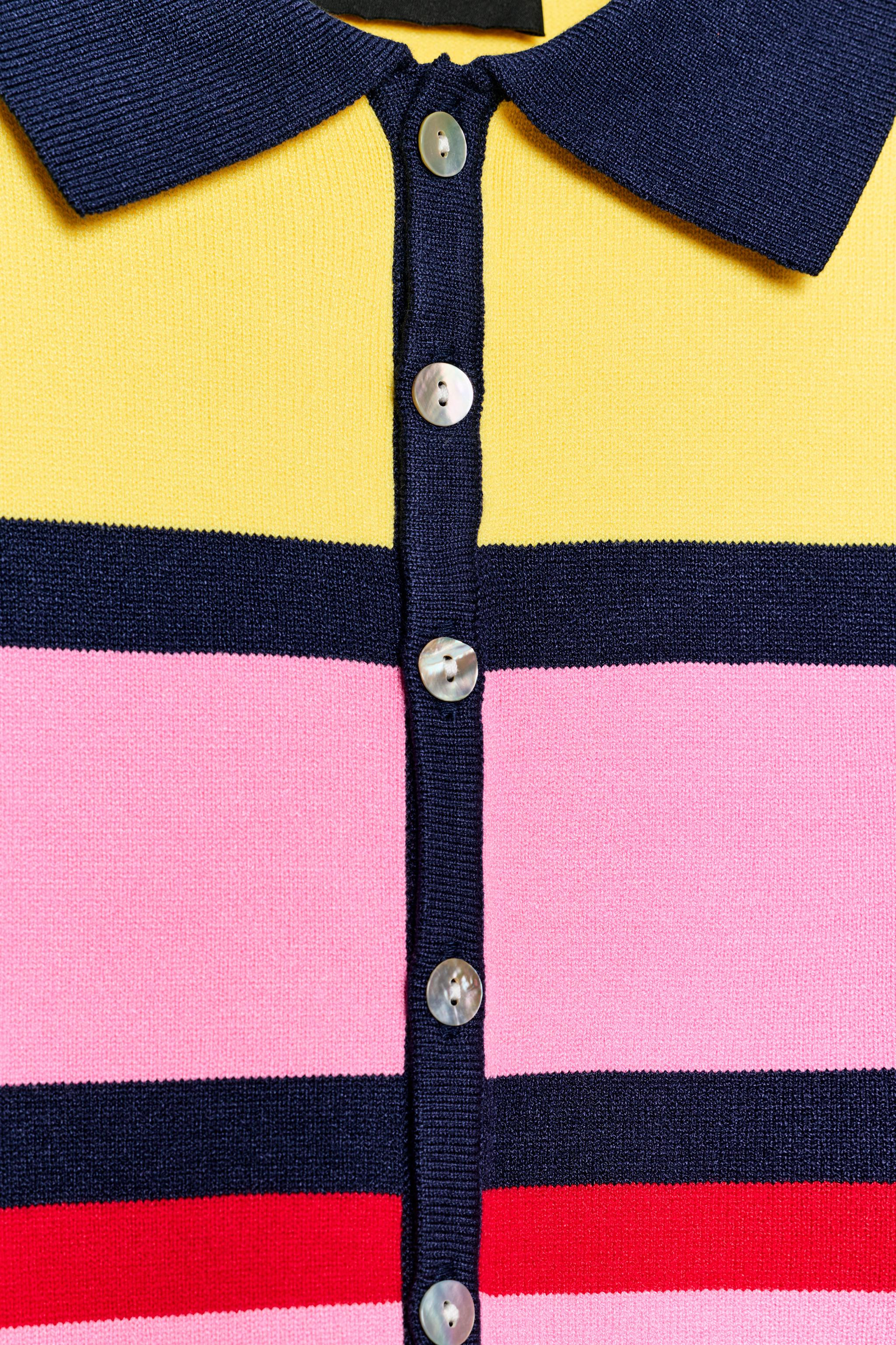 STRIPED KNIT POLO TOP | Zara US