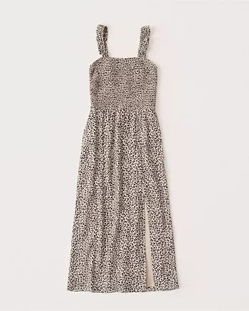 Smocked Midi Dress | Abercrombie & Fitch (US)