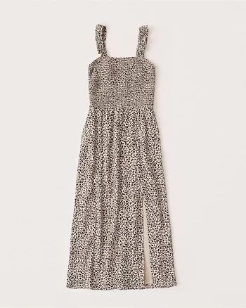 Smocked Midi Dress | Abercrombie & Fitch (US)