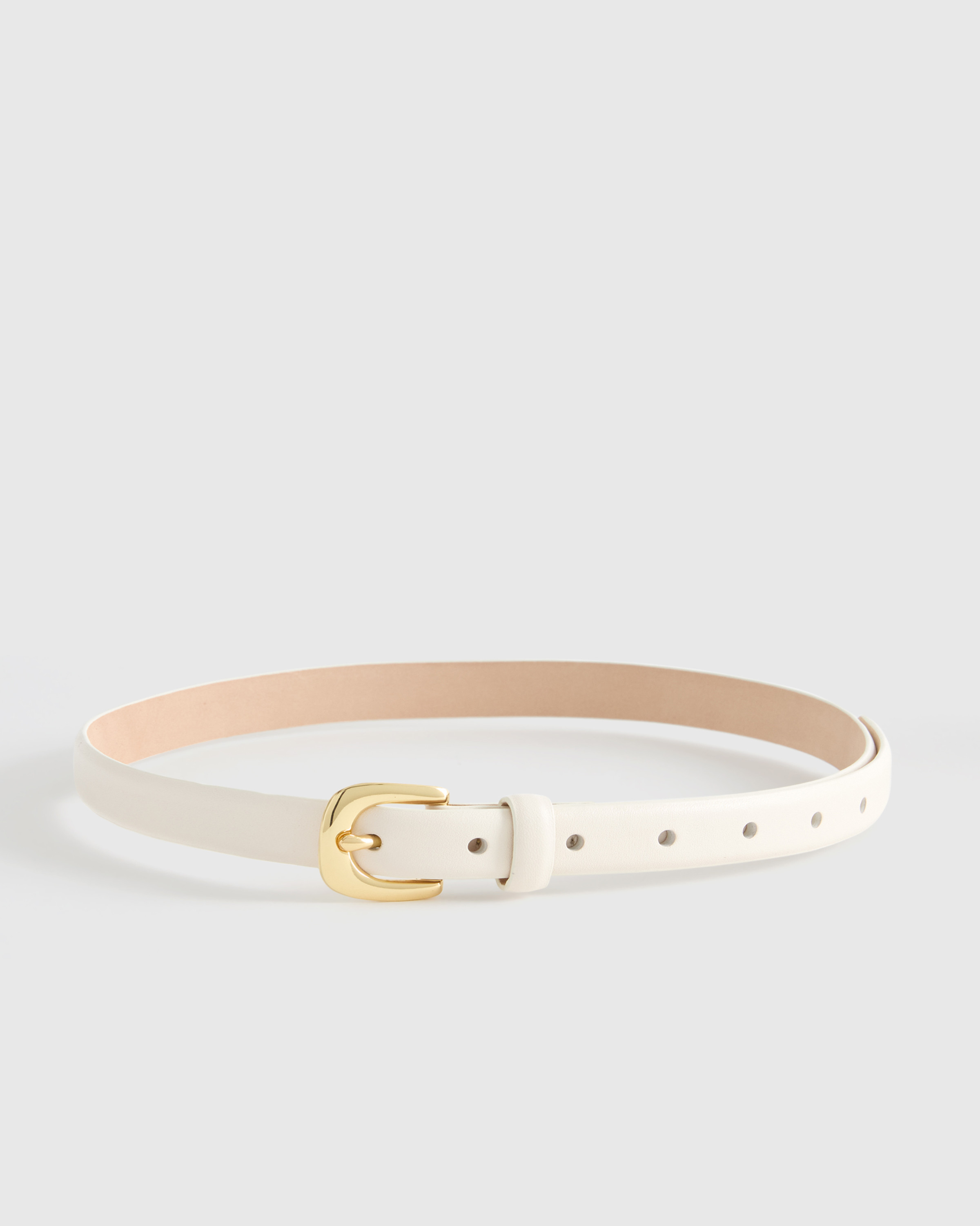 Quince | Women's Sofia European Leather Skinny Belt in Bone, Size XS | Quince