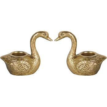 NIKKY HOME Gold Taper Candle Holders Set of 2, Elegant Swan Table Decor | Vintage Decorative Resi... | Amazon (US)