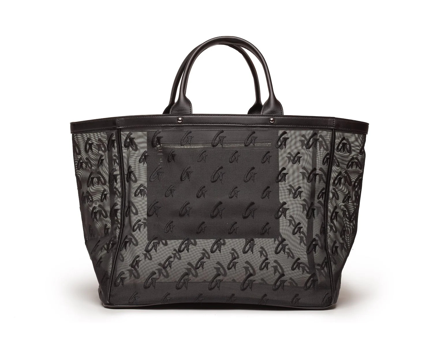 MESH MONOGRAM TOTE - BLACK | Glam-Aholic Lifestyle