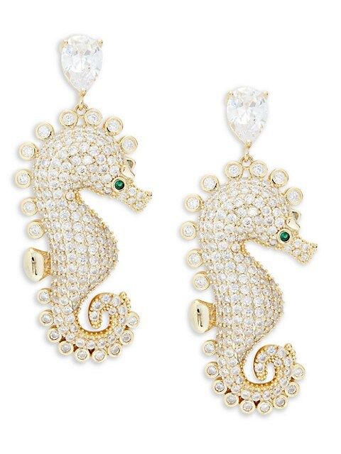 18K Goldplated & Cubic Zirconia Seahorse Drop Earrings | Saks Fifth Avenue OFF 5TH