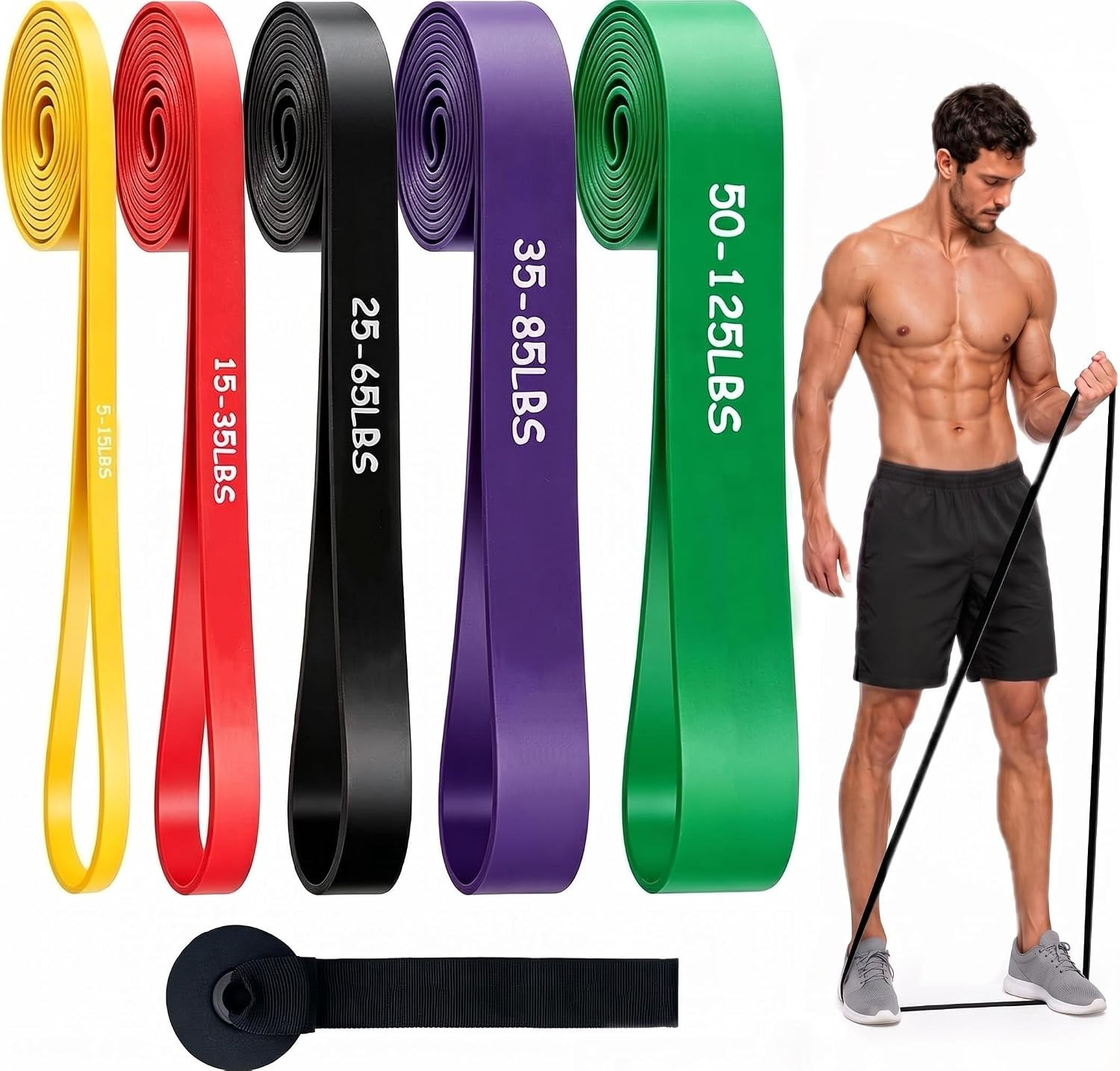 5-Level Resistance Bands for Working Out,5-125 LBS Pull Up Assistance Bands | Amazon (US)