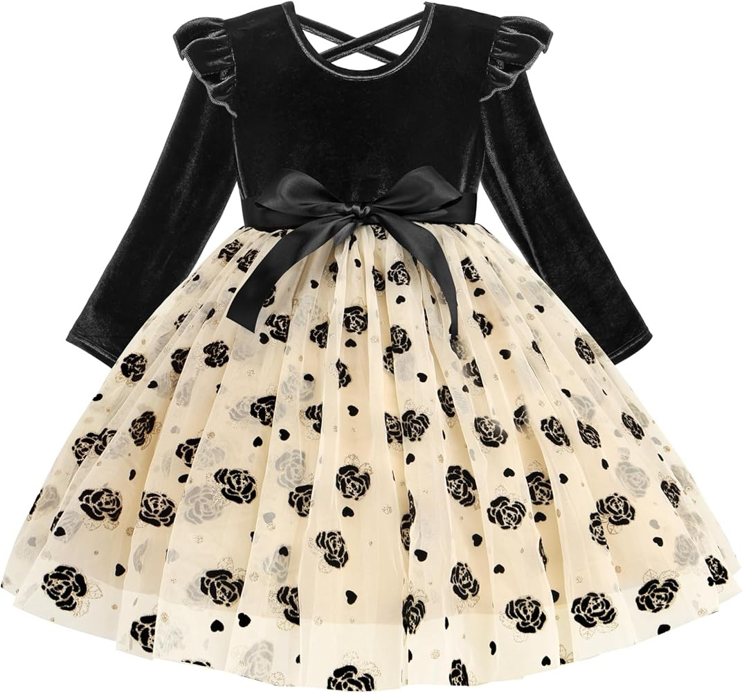 Cubear Toddler Girls Velvet Tutu Dress Fall Winter Long Sleeve Ruffle Dress for Holiday Party Cau... | Amazon (US)