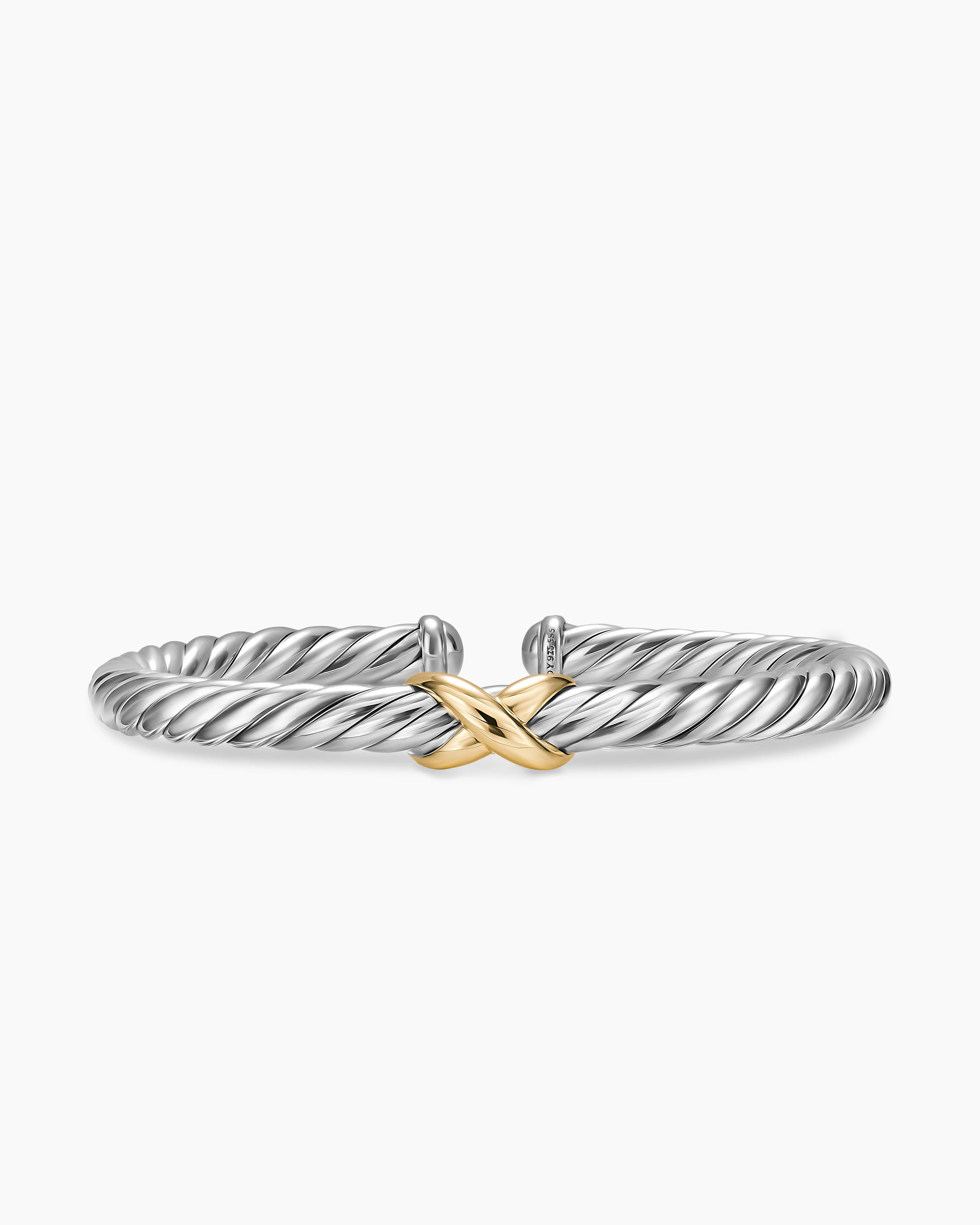 David Yurman | Cable Flex X Bracelet in Sterling Silver with 14K Yellow Gold, 6mm | David Yurman